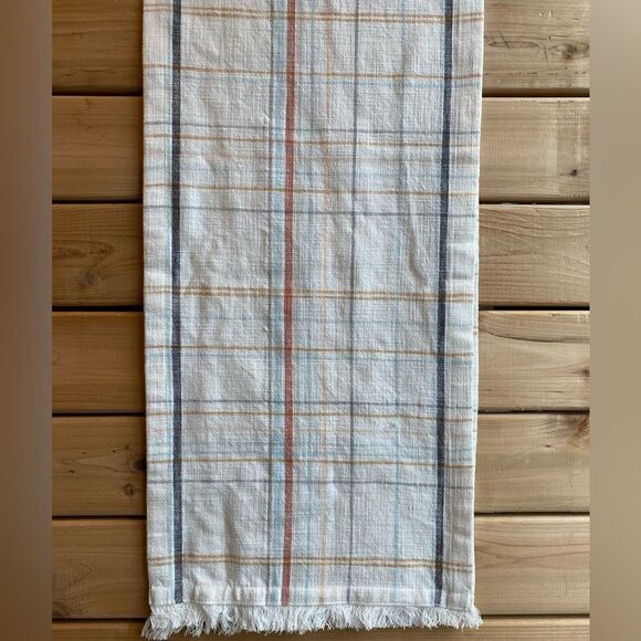Hearth & Hand Magnolia Lined Plaid Table Runner with Fringes - Picture 1 of 7